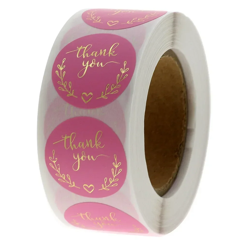Stationery Supplies Business - 50-500pcs Stiker Terima Kasih Kertas Pink
