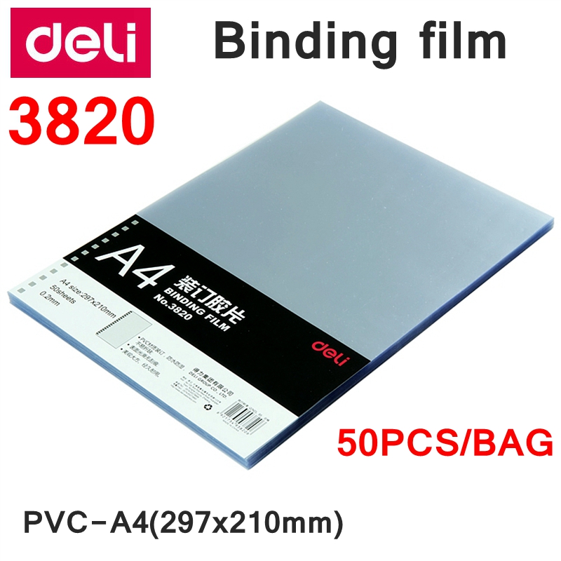50 Buah Deli 3820 A4 PVC Film  - Binding Comb Plastic ulasan dan harga